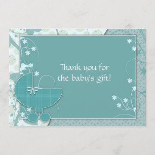 Baby Shower Thank You Notes Turquoise Baby Buggy