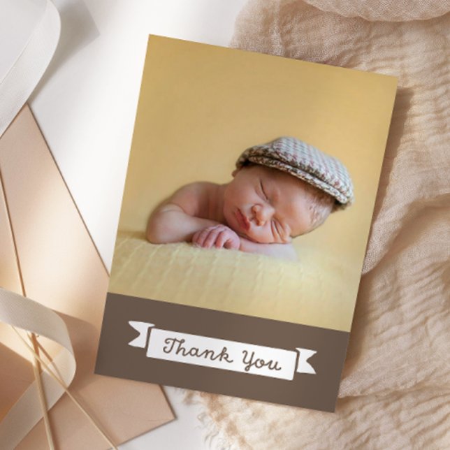 Baby Shower Thank You Photo Card (Custom Colours) (Creator Uploaded)