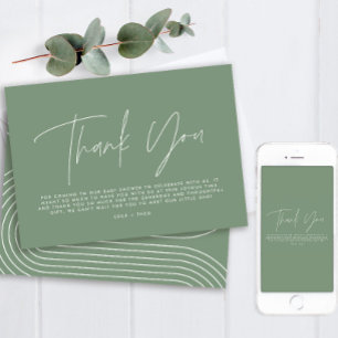 Baby shower thank you sage green elegant modern invitation