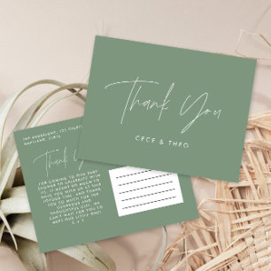 Baby shower thank you sage green elegant modern postcard