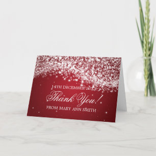 Baby Shower Thank you Sparkling Wave Red Card
