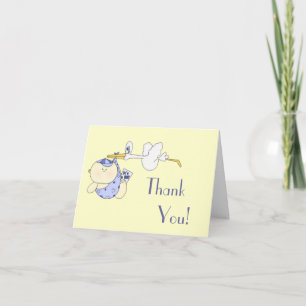 Baby Shower Thank You+Stork and Baby Boy You Card