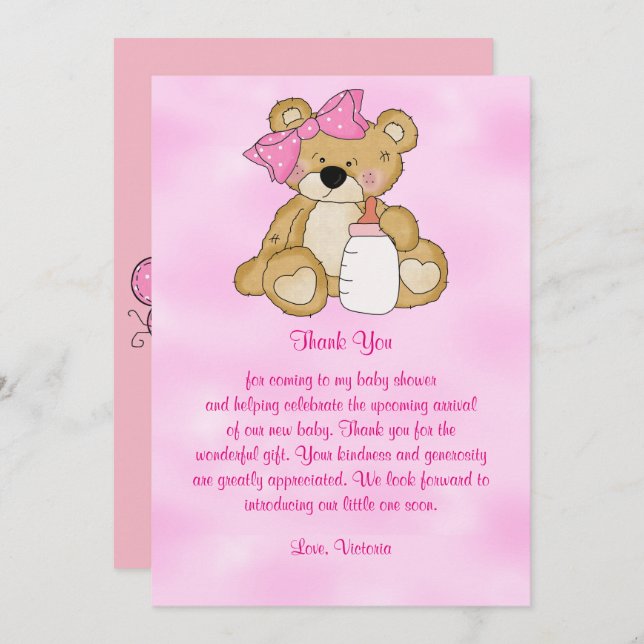 Baby Shower Thank You Teddy Bear Invitation (Front/Back)