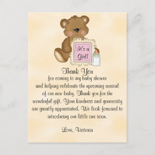 Baby Shower Thank You Teddy Bear Postcard