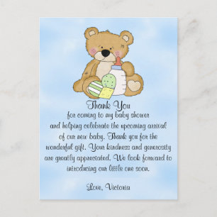 Baby Shower Thank You Teddy Bear Postcard