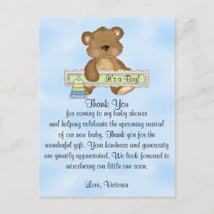 Baby Shower Thank You Teddy Bear Postcard