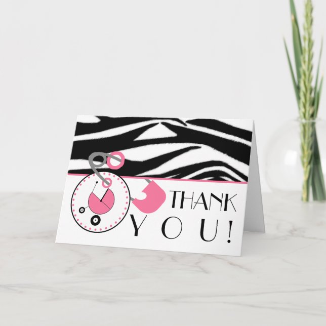Baby Shower Thank You - Zebra Print & Diaper Pin (Front)