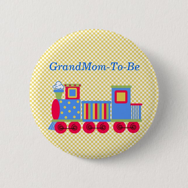 Baby Shower Train Grandmother Pin Button (Front)