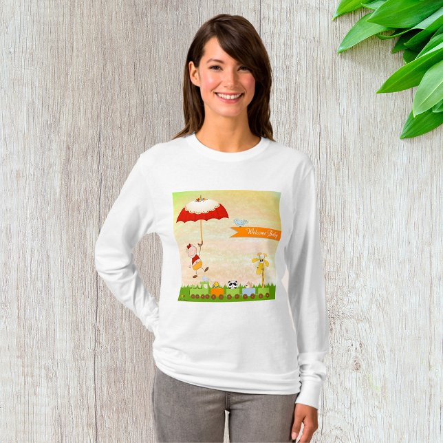 Baby Shower Train with Animals and Umbrella T-Shirt (Creator Uploaded)