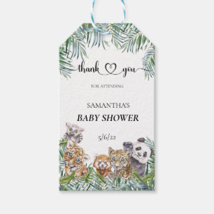 Baby Shower Tropical Jungle Animals Gift Tags