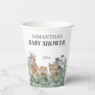 Baby Shower Tropical Jungle Animals Paper Cups