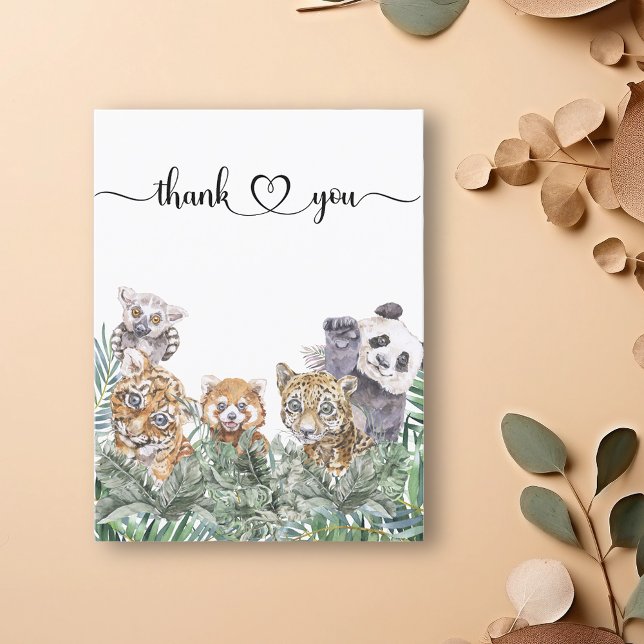  Baby Shower Tropical Jungle Animals Thank you Postcard (Creator Uploaded)