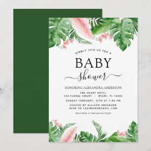 Baby Shower Tropical Palm Floral Watercolor Invitation