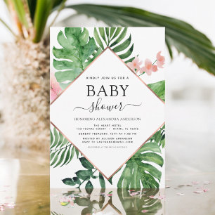 Baby Shower Tropical Palm Watercolor Geometric Invitation