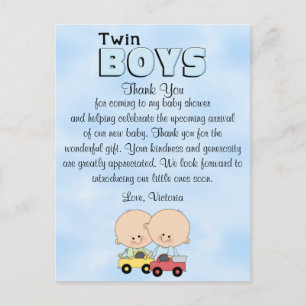 Baby Shower Twin Boys Postcard