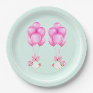 Baby Shower Twin Girls Paper Plate