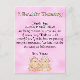 Baby Shower Twin Girls Postcard