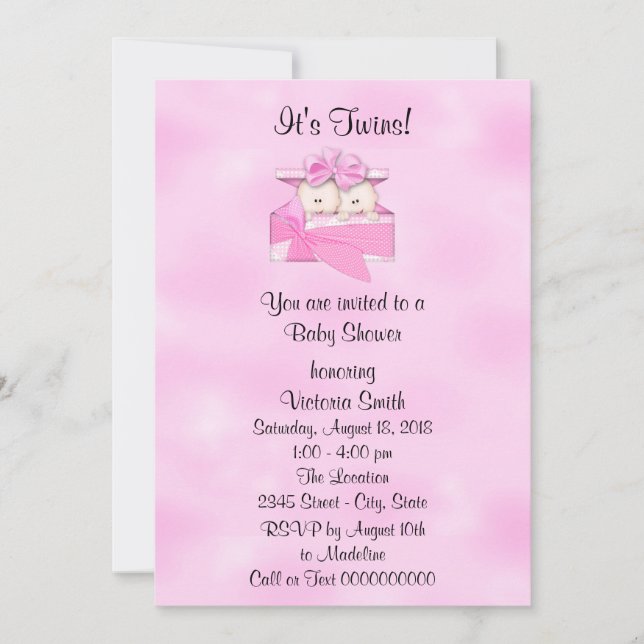 Baby Shower Twins Baby Girl Invitation (Front)