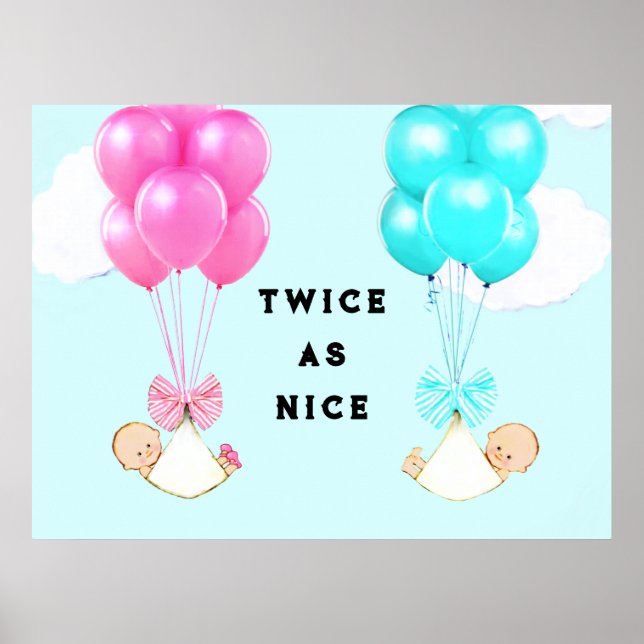 baby shower twins boy and girl poster (Front)