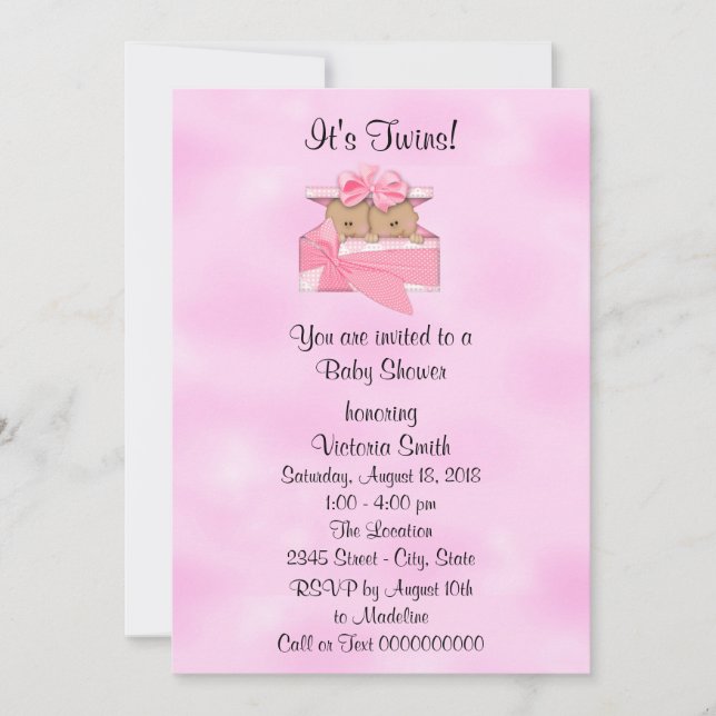 Baby Shower Twins Ethnic Baby Girl Invitation (Front)