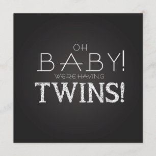 Baby Shower TWINS Grey Chalkboard Modern Classic Invitation