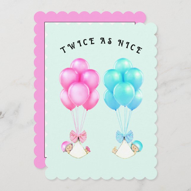 Baby Shower Twins Invitation (Front/Back)