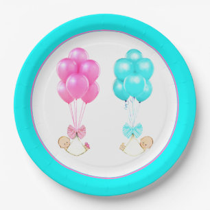 Baby Shower Twins Paper Plate