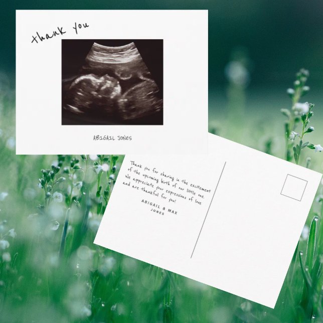  Baby Shower Ultrasound Cute Font Thank You Postcard (Creator Uploaded)