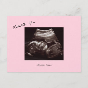  Baby Shower Ultrasound Cute Pink Thank You Postcard