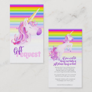 Baby shower unicorn art book gifting request cards