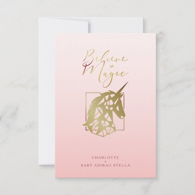 Baby Shower Unicorn | Believe in Magic Pink Blush (Front)