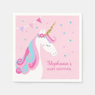 Baby Shower Unicorn Pink Personalised Napkin