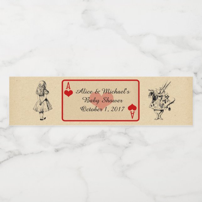 Baby Shower Water Bottle Label, Alice Wonderland Water Bottle Label (Single Label)