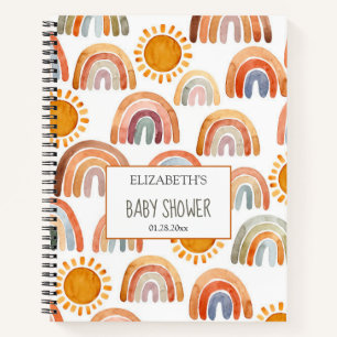 Baby Shower Watercolor Boho Rainbow and Sunshine  Notebook