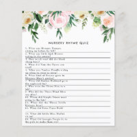 Baby shower watercolor floral nursery rhyme game