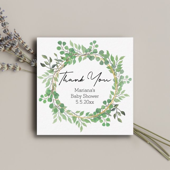 baby shower watercolor greenery thank you card (Creator Uploaded)