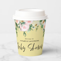 Baby shower watercolor lemon pink floral script