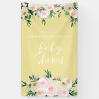 Baby shower watercolor lemon yellow floral script