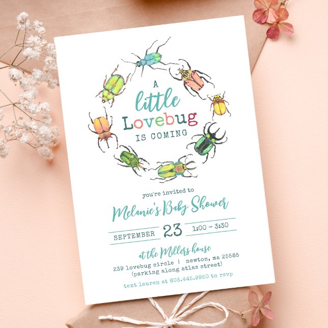 Baby Shower Watercolor Little Lovebug  Invitation (Creator Uploaded)