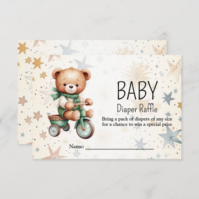 Baby Shower Watercolor Teddy Bear Party Enclosure Card (Front/Back)