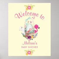 Baby Shower Welcome Cute Animals and flowers