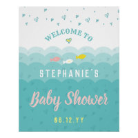 Baby Shower Welcome Cute Ocean Hearts Whimsical