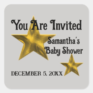 Baby Shower Welcome Gold Superstar Star Square Sticker
