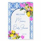 Baby Shower welcome sign Blue Tiles Lemons