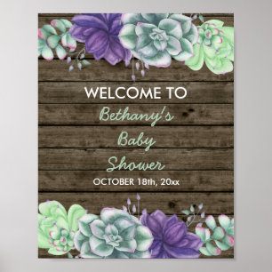Baby Shower Welcome Sign Rustic Succulents