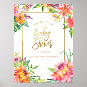 Baby Shower Welcome Sign Tropical Watercolors