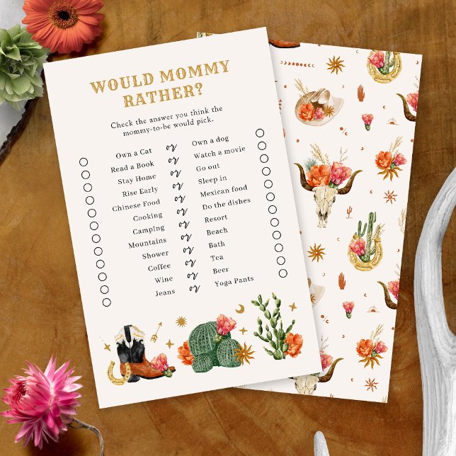 Baby Shower Western Game (Baby Shower Western Theme Game Card by Painted Paperie
)