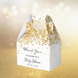 Baby Shower white gold glitter dust thank you Favour Box