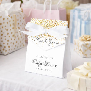 Baby Shower white gold glitter thank you Favour Box