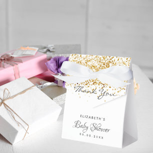 Baby Shower white gold glitter thank you Favour Box